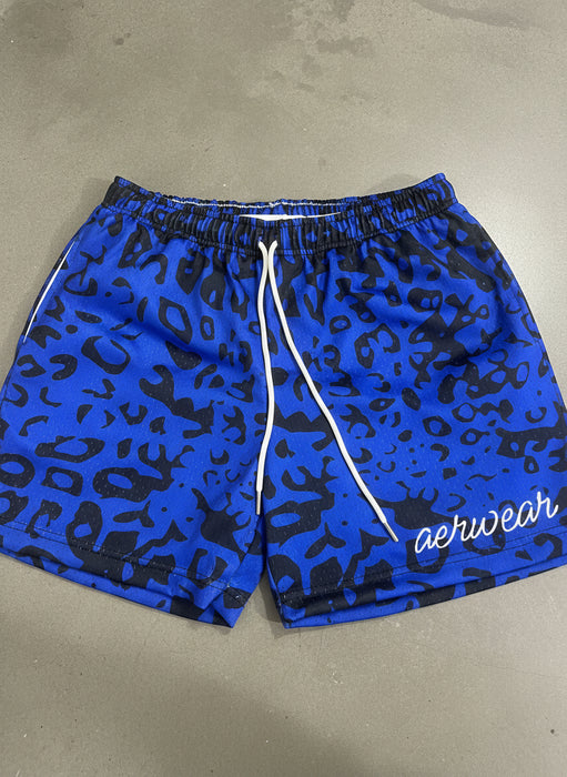 Blue Cheetah Mesh Shorts