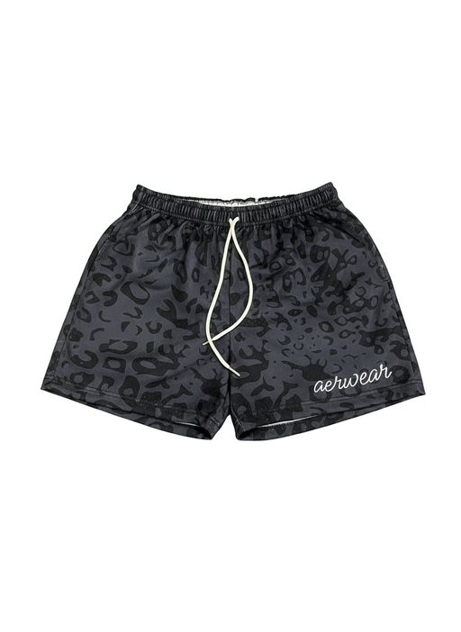 Black Cheetah Mesh Shorts
