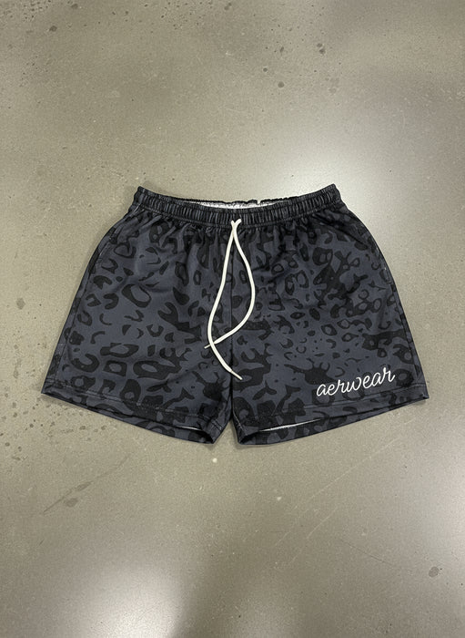 Black Cheetah Mesh Shorts